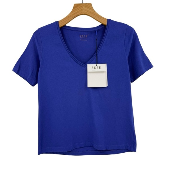 SKFK SkunkFunk HAMALAU BASIC Short Sleeve V-Neck TEE in Royal Blue US 6 - Picture 1 of 10